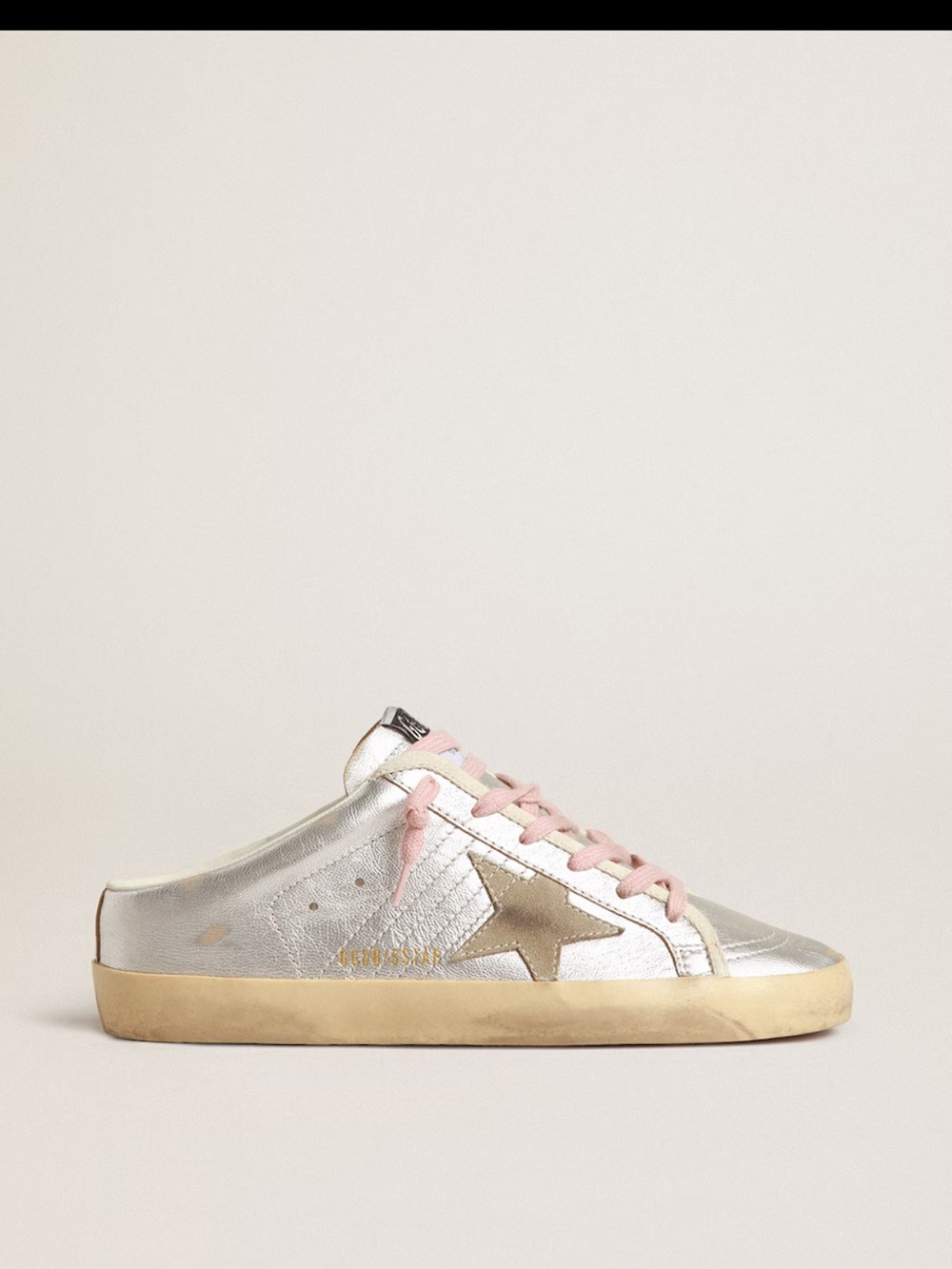 Silver Metallic Sneakers with Pink Laces - Super Star Sabot GGDB - Picture 6 of 7